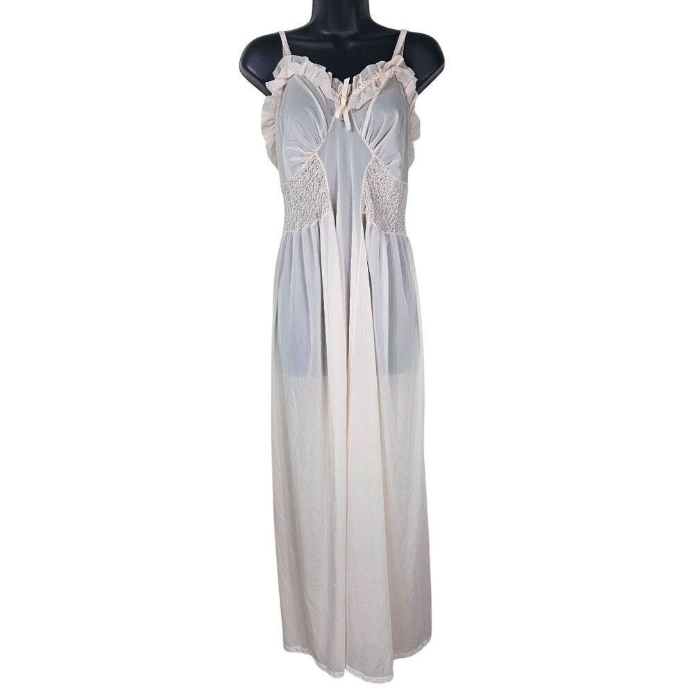 Vintage Artemis Babydoll Nightgown Negligee M Pink 50s Semi Sheer Coquette Bride
